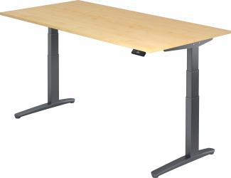 bümö elektrisch höhenverstellbarer Schreibtisch 200x100 cm mit Memory-Steuerung - Design Schreibtisch höhenverstellbar elektrisch, elektrischer Schreibtisch Ahorn, Gestell graphit, XBHM2E-3-GG