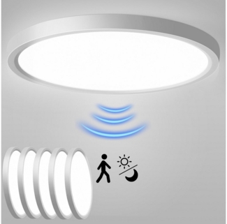 Oraymin LED Deckenleuchte LED Deckenlampe mit Bewegungsmelder Rund Weiß 18W 5PCS, LED fest integriert, Neutralweiß, für Schlafzimmer, Flur, Balkon,1620LM, Weiße runde Deckenlampe, IP20