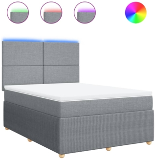 vidaXL Boxspringbett mit Matratze Hellgrau 140x200 cm Stoff 3294372