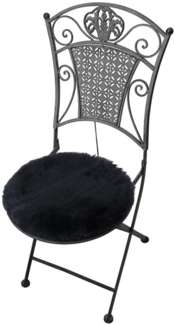 Lammfell Sitzkissen Ø 40 cm Schwarz