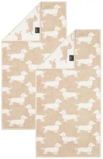 Cawö Handtuch 2 Stück Cawö We love Dogs Handtücher 6246-33 Dackel Natur 50x100, Walkfrottier (Spar-Set, 2-St), 100% Baumwolle
