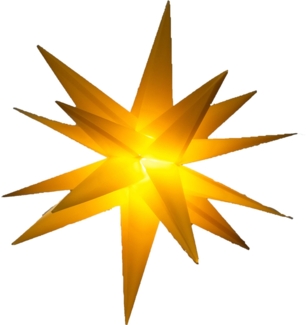 FHS LED Stern Kunststoff gelb Ø 25 cm | warmweiße LED | Batteriebetrieben 2x AA | Timer 6/18h | IP44 für Innen & Außen | Weihnachtsdeko wetterfest langlebig