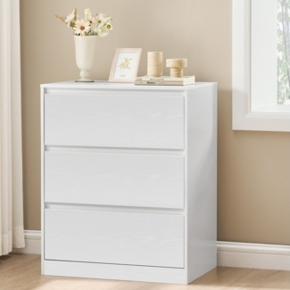 VASAGLE Kommode, Aufbewahrungsschrank, mit 3 Schubladen, für Schlafzimmer, 40 x 60 x 75 cm, modern, weiß