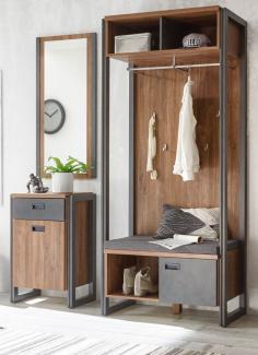 Garderobe Set Auburn Eiche Stirling und Matera grau 155 x 202 cm