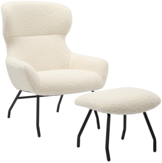 Sessel und Hocker Set Teddyfell Beige