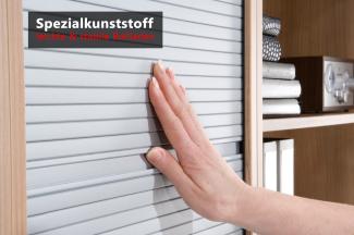 bümö Rollladenschrank 5 OH abschließbar in Ahorn/Silber mit Bogengriff, SET50-3-S-BM