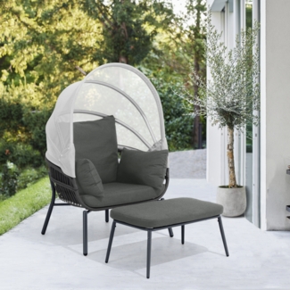 Leco Sessel mit Fußhocker "CLARA", anthrazit
