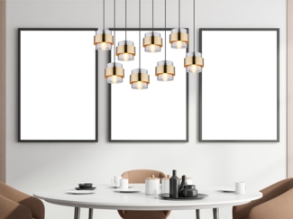 Hängeleuchte Hängelampe Pendelleuchte Wohnzimmer 8 Flammig Glas 15560-8H