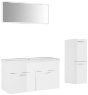Badmöbel-Set Hochglanz-Weiß Spanplatte [3071204]