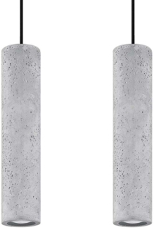 Pendelleuchte, 2-flammig, Schwarz, Grau, Beton, H 100 cm