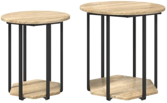 vidaXL Beistelltisch-Set mit Regal 2 pcs Sonoma-Eiche und Schwarz 869715
