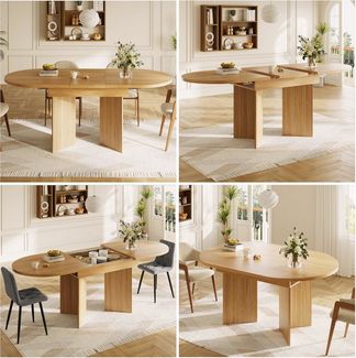 i@home Esstisch Teleskoptisch (120-160×80cm) (1 Tisch), Ausziehtisch, 120-160cm ausziehbar, Natur/Walnut/Schwarz