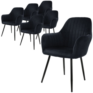 ML-DESIGN Stuhl Esszimmerstuhl mit Rücken- und Armlehnen Samt/Kunstleder Bezug (6 St), Ergonomische Stuhl Schwarz Küchenstuhl Wohzimmerstuhl Polsterstuhl