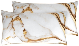 Aymando Kissenbezüge Marble White-Gold, (2 Stück), 100% Baumwolle Mako Satin, 40x80 cm