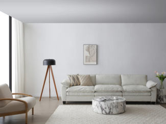 Vente-unique - Stehlampe Dreibein – Gummibaumholz und Metall – Ø 42 x H 145 cm – Natur und Schwarz – PAVICO