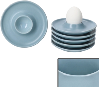 Ritzenhoff 6x Jasper Eierbecher mit Ablage Graublau Steingut 6 Personen Brunch