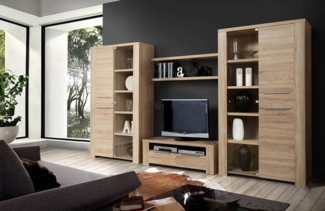 Wohnwand Anbauwand 5-teilig mit TV-Lowboard sonoma eiche 365cm