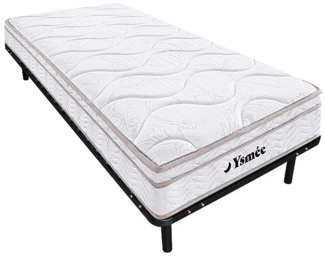 Vente-unique - Set aus Lattenrost + Federkernmatratze Memory Schaum - 90 x 200 cm - Stärke 20 cm - 3 Zonen - WOLKENTANZ von YSMÉE