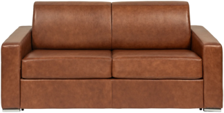 Vente-unique - Schlafsofa mit Matratze 3-Sitzer - Liegefläche 140 cm - Matratze 18 cm - Büffelleder - Vintage Caramel - CALITO