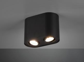 TRIO Leuchten LED Deckenstrahler, LED wechselbar, Warmweiß, Aufbau-Spot Aufputz Strahler innen 2-flammig Lichtspots Schwarz H:12cm