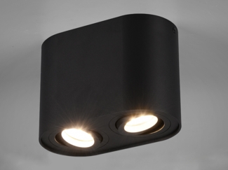 TRIO Leuchten LED Deckenstrahler, LED wechselbar, Warmweiß, Aufbau-Spot Aufputz Strahler innen 2-flammig Lichtspots Schwarz H:12cm