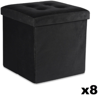 Valora FALTBARER POUFFE L Samtschwarzer Aufbewahrungssitz x8