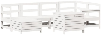 vidaXL 7-tlg. Garten-Sofagarnitur Weiß Massivholz Kiefer 3250973