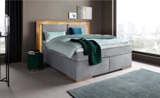 Places of Style Boxspringbett Cup, mit LED-Beleuchtung, Massivholzrahmen und Topper, in 2 Härtegraden