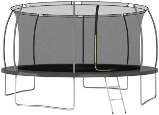 Trampolin-Set inkl. Sicherheitsnetz, Leiter und Regenschutz, Rund 150 kg, grau, 460x80 cm