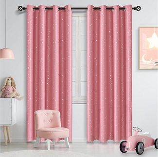 TUWENA Vorhang 2 Stück Blickdicht Verdunkelungsvorhänge mit Sterne