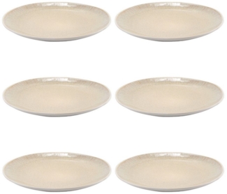 HIT Trading Dessertteller TIZIANA, 6er Set, Beige, Weiß, Ø 22 cm, Steingut
