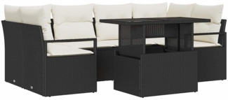 vidaXL Garten-Sofa-Set 7 pcs Schwarz und Creme 100 x 55 x 73 cm 3348753