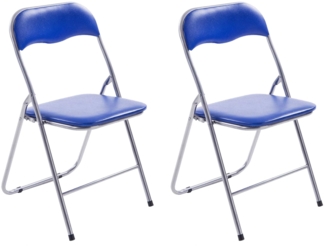 CLP 2er Set Klappstuhl Felix Klappbarer mit Kunstleder PVC Sitz Gepolstert,blau/silber