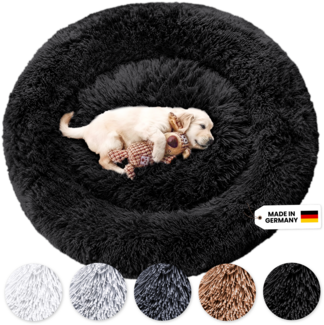 Wahre Tierliebe 'Fluffy Plus' Tierbett, Polyesterwolle, Schwarz, XL, Ø120,0 cm