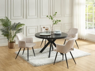 Vente-unique - Esstisch für 4 bis 8 Personen - ausziehbar - MDF & Stahl - Schwarz - KOMONI