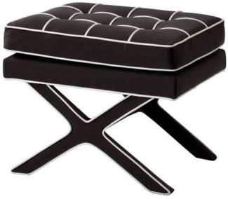 Casa Padrino Luxus Kreuzhocker Schwarz / Weiß - Designer Hotel Hocker