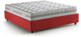 Dmora Apel Doppelbett, Bettkasten mit Stoffbezug, 100 % Made in Italy, Öffnung vorne, inklusive Matratze 160 x 190 cm, Rot