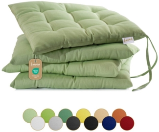 Lavea Stuhlkissen MONACO, Sitzkissen 4er Set – 40x40 cm, mit Stoffbändern, Outdoor & Indoor