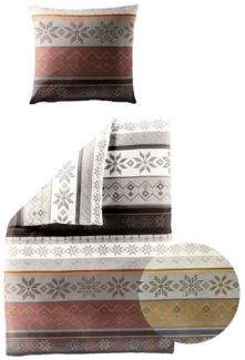 JACK Bettwäsche 135x200 cm Strickmuster Braun Gelb Offwhite, Biber, 2 teilig, Norway, skandinavischer Stil