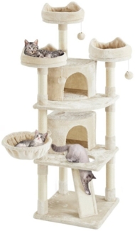 Yaheetech Kratzbaum 175/193 cm, Katzenbaum mit Aussichtsplattformen & Liegemulde & Katzenhaus