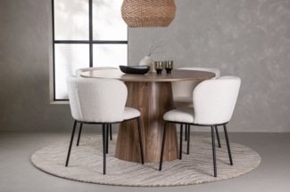 BOURGH Essgruppe EDINA Esstischgruppe Ø120cm - Esstisch mit 4 Esszimmerstühlen