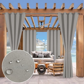 Sunicol Outdoorvorhang Outdoor Vorhang Wetterfest, mit Ösen, Sichtschutz Sonnenschutz (1 St), für Balkon Terrasse Veranda Pergola