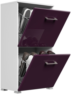 Schuhschrank Emotion 2 Klappen 8 Paar 52x96 cm Weiss-Brombeer : Weissmatt / Brombeere hochglanz