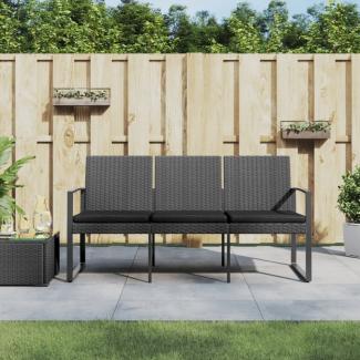 vidaXL Gartenbank 3-Sitzer mit Kissen Dunkelgrau PP-Rattan 360214