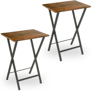 holz4home® Beistelltisch Klapptisch 2er Set I MDF Couchtisch Vintage I Industrial Klapptisch (2er Set), Klappbar