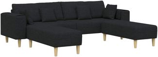 vidaXL Sofa mit Kissen 3 pcs Schwarz Stoff 3335164