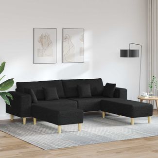 vidaXL Sofa mit Kissen 3 pcs Schwarz Stoff 3335164