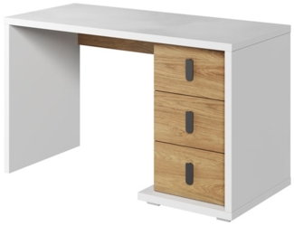 Schreibtisch Simi Schülerschreibtisch 125x52cm weiß Hickory Oak