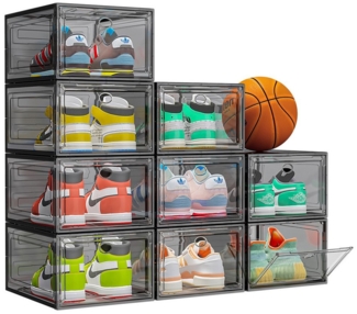 POPOLIC Schuhkiste 9er-Set Größe Schuhboxen Stapelbar Transparent (Schuhaufbewahrung für Stöckelschuhe,Pumps, Schuhaufbewahrung, Hartplastik Schuhbox mit Deckel), Schuhboxen aus klarem Kunststoff