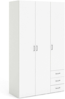 Dmora Kleiderschrank 3 Türen Aquilone, Schlafzimmermöbel, Schrank, Garderobe, 115x49 h200 cm, Weiß